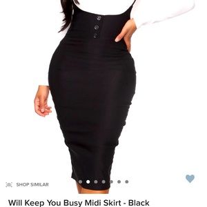 Fashion Nova Black midi skirt. Size Medium Brand New w/ tags